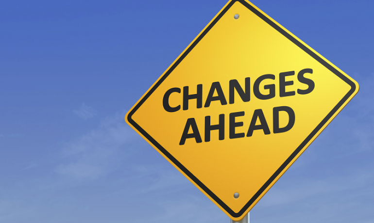 Sign showing changes ahead