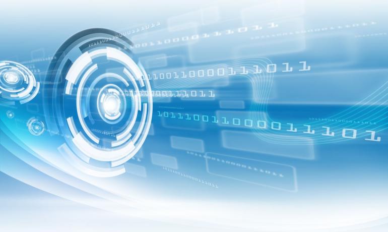 Abstract digital circle with binary code