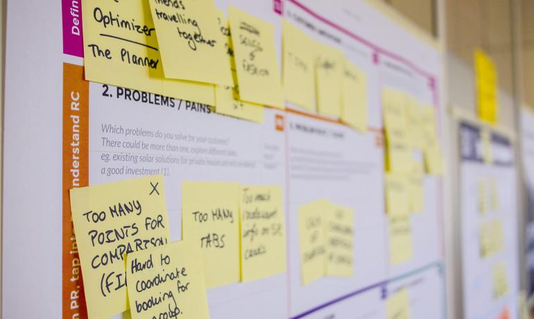 Post it notes on a wall